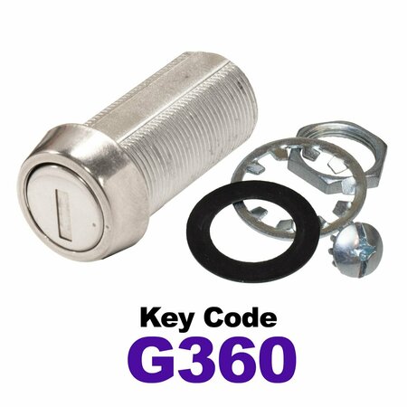 GLOBAL RV SS Compartment Lock, Cam/Blade Style, 1-3/8in Threaded Barrel, Keyed to G360, Blades not Included CLB-360-138-SS